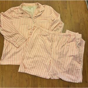 Appleseeds Women’s Pajama Set Pink Stripped Satin Size XL